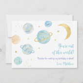 Carte De Remerciements Blue Pastel Two Moon Space Anniversaire (Devant)