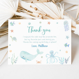 Carte De Remerciements Blue Pastel Under the Sea Anniversaire