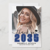Carte De Remerciements Blue Photo Graduation (Devant)