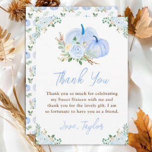 Carte De Remerciements Blue Pumpkins Floral Sweet Seize
