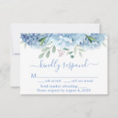 Carte De Remerciements Blue Purple Hydrangeas Floral Wedding RSVP QR Code (Devant)
