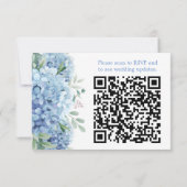 Carte De Remerciements Blue Purple Hydrangeas Floral Wedding RSVP QR Code (Dos)