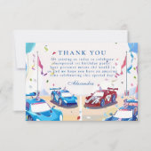Carte De Remerciements Blue Race Car Two Fast Birthday (Devant)