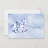 Carte de remerciements Blue Rocking Horse (Devant)