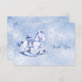 Carte de remerciements Blue Rocking Horse (Devant / Derrière)