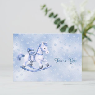 Carte de remerciements Blue Rocking Horse