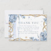 Carte De Remerciements Blue Rose Coastal Rope Wedding (Devant)