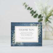 Carte De Remerciements Blue Rustic Greenery Funérailles Célébration de la (Debout devant)