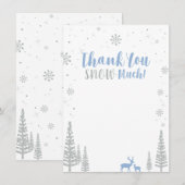 Carte de remerciements Blue & Silver Winter Wonder (Devant / Derrière)