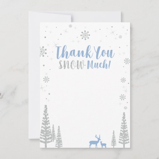 Carte de remerciements Blue & Silver Winter Wonder (Devant)
