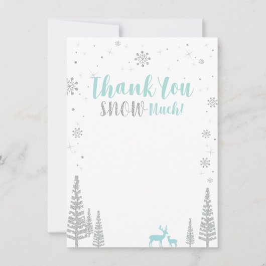 Carte de remerciements Blue & Silver Winter Wonder (Devant)