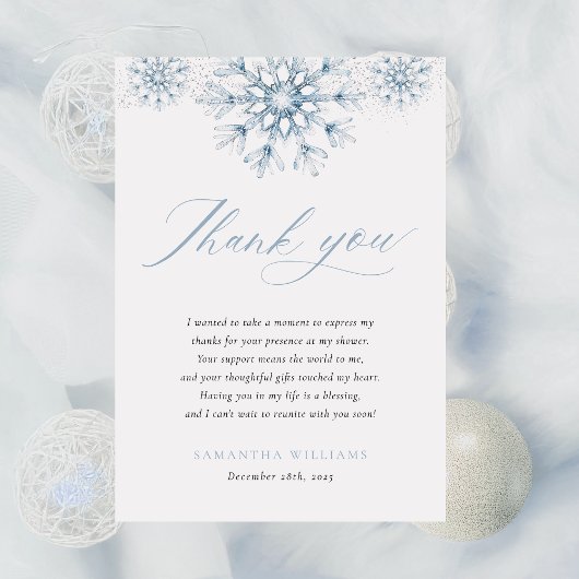Carte De Remerciements Blue Snow in Love Bridal Shower