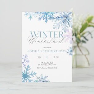 Carte De Remerciements Blue Snowflake Winter Wonderland Anniversaire Invi