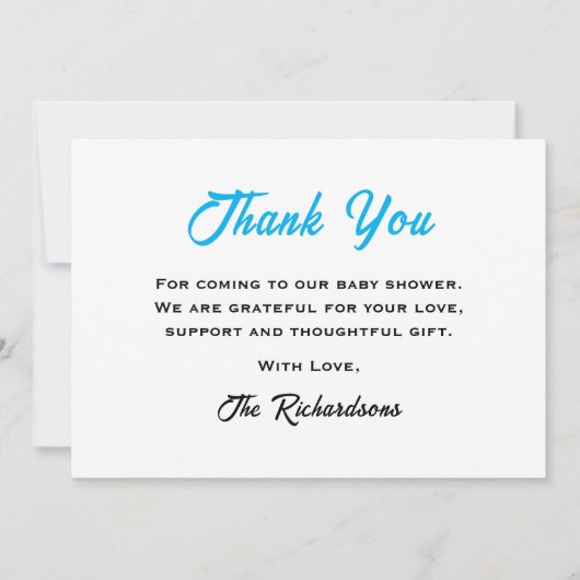 Carte De Remerciements Blue Teddy Bear Baby shower Nous pouvons attendre (Devant)