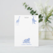 Carte De Remerciements Blue Toile Jungle Animaux Safari Chinoiserie (Debout devant)