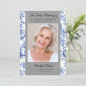 Carte De Remerciements Blue Toile photo Keepsaké funéraire (Debout devant)