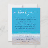 Carte De Remerciements Blue Tropical Beach Hearts en Mariage de sable (Dos)