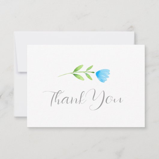 Carte De Remerciements Blue Watercolor Flower (Devant)