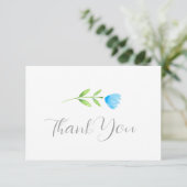 Carte De Remerciements Blue Watercolor Flower (Debout devant)