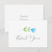 Carte De Remerciements Blue Watercolor Flower (Devant / Derrière)