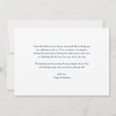Carte De Remerciements Blue Whimsical Calligraphy Photo Collage Mariage (Dos)