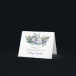 Carte De Remerciements Blue White Floral 80th Birthday Photo<br><div class="desc">Beautiful way to express your gratitude to familiy and friends. A lush botanical sprig of white roses and blue flowers create a beautiful top border. Il s'agit de followed by two lines of text that allow you to personalize your thank you followed by your name. Inside you can place your...</div>