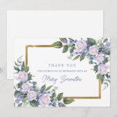 Carte De Remerciements Blue White Floral Retirement Flat (Devant / Derrière)