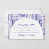 Carte De Remerciements Blue White Patchwork Toile Wedding (Devant)