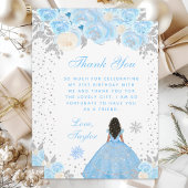 Carte De Remerciements Blue Winter Dark Skin Princess Anniversaire