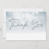 Carte De Remerciements Blue Winter Neige Mariage moderne (Devant)