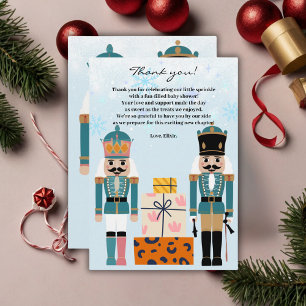Carte De Remerciements Blue Winter Snowflakes Nutcracker Baby shower