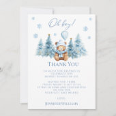 Carte De Remerciements Blue Winter Teddy Ours Pine Arbres bébé Garçon Dou (Devant)