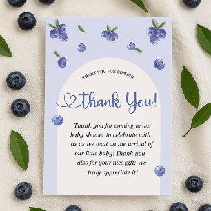 Carte De Remerciements Blueberry Sweet Watercolor Baby shower garçon