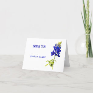 Carte De Remerciements Bluebonnet Floral sur blanc, Mariage