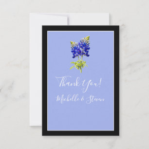 Carte De Remerciements Bluebonnets du Texas sur le bleu ardoise, mariage 