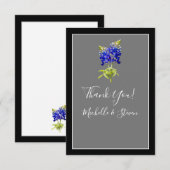 Carte De Remerciements Bluebonnets du Texas sur le gris foncé, mariage du (Devant / Derrière)