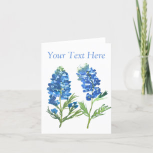 Carte De Remerciements Bluebonnets Texas Blue Floral vintage aquarelle