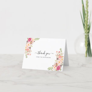 Carte De Remerciements Blush Boho Funérailles Mémorial Mariage Douche Pli