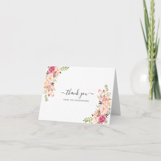 Carte De Remerciements Blush Boho Funeral Wedding shower Folded (Devant)