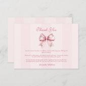 Carte De Remerciements Blush Bow Graduation Party (Devant / Derrière)