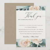 Carte De Remerciements Blush Eucalyptus Rose Kraft Grey Mariage (Devant / Derrière)