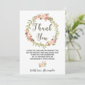 Carte De Remerciements Blush Floral Wreath ONE 1er Anniversaire Chic (Debout devant)