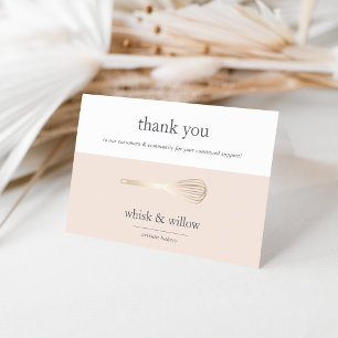 Carte De Remerciements Blush & Gold Whisk Boulangerie ou traiteur