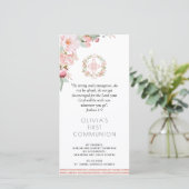 Carte De Remerciements Blush, Mint Floral Premier Signet de communion Fav (Debout devant)