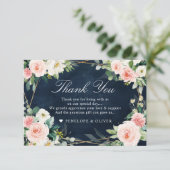 Carte De Remerciements Blush Navy Dusty Blue Floral Mariage botanique (Debout devant)