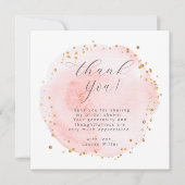 Carte De Remerciements Blush Pink and Gold Watercolor (Devant)