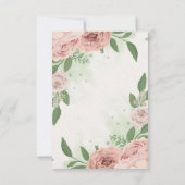 Carte De Remerciements blush pink flowers greenery botanical (Dos)
