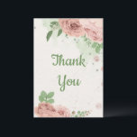 Carte De Remerciements blush pink flowers greenery botanical<br><div class="desc">romantic blush pink flowers green leaves botanical thank you card</div>