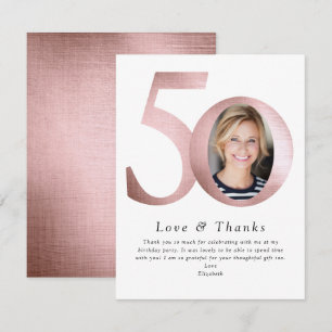 Carte De Remerciements Blush Pink Foil 50 & Fabulous Photo