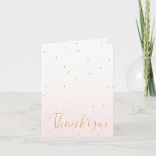 Carte De Remerciements Blush Pink Gold Confetti Sparkle Ombre